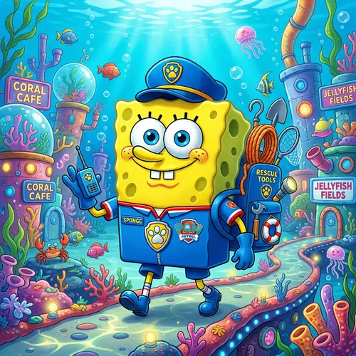 spongebob as paw patrol