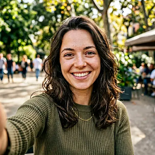 Realistic Selfie of a Young Brunette Woman