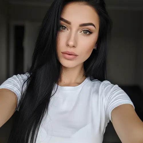 Realistic Selfie of a Young Brunette Woman