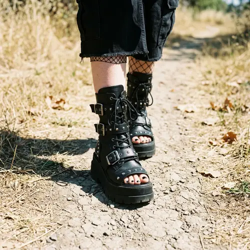 Goth Girl Feet Pics: Chunky Platform Boots & Black Nails