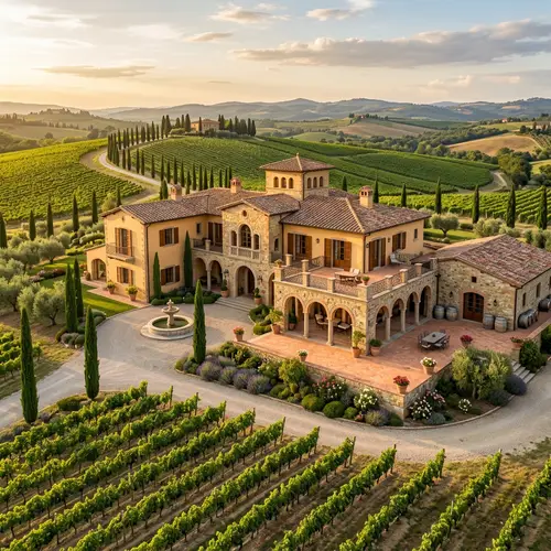 Luxurious Tuscan-Style Two-Storied House with Winery