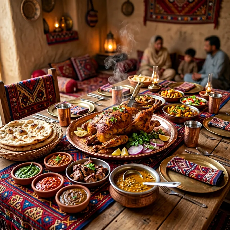 Hyperreal Balochi Food Spread: Exquisite Dining Experience