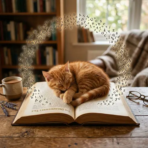Enchanting Cat and Book Scene | Imagination Unleashed
