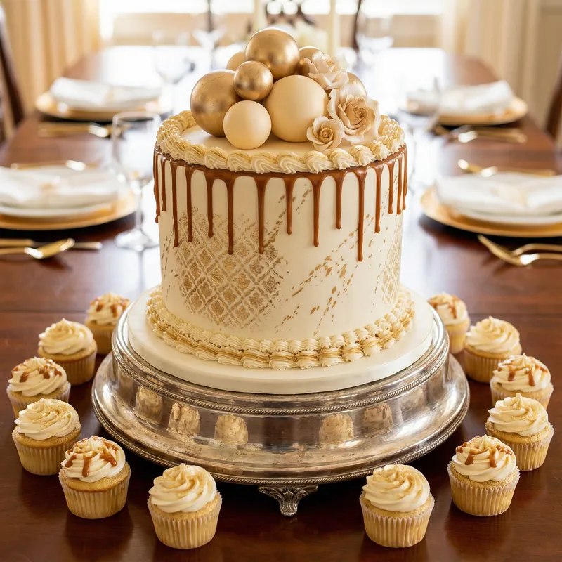 Elegant Ivory Cake & Cupcake Set for Celebrations