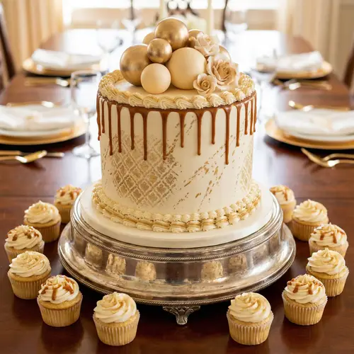Elegant Ivory Cake & Cupcake Set for Celebrations