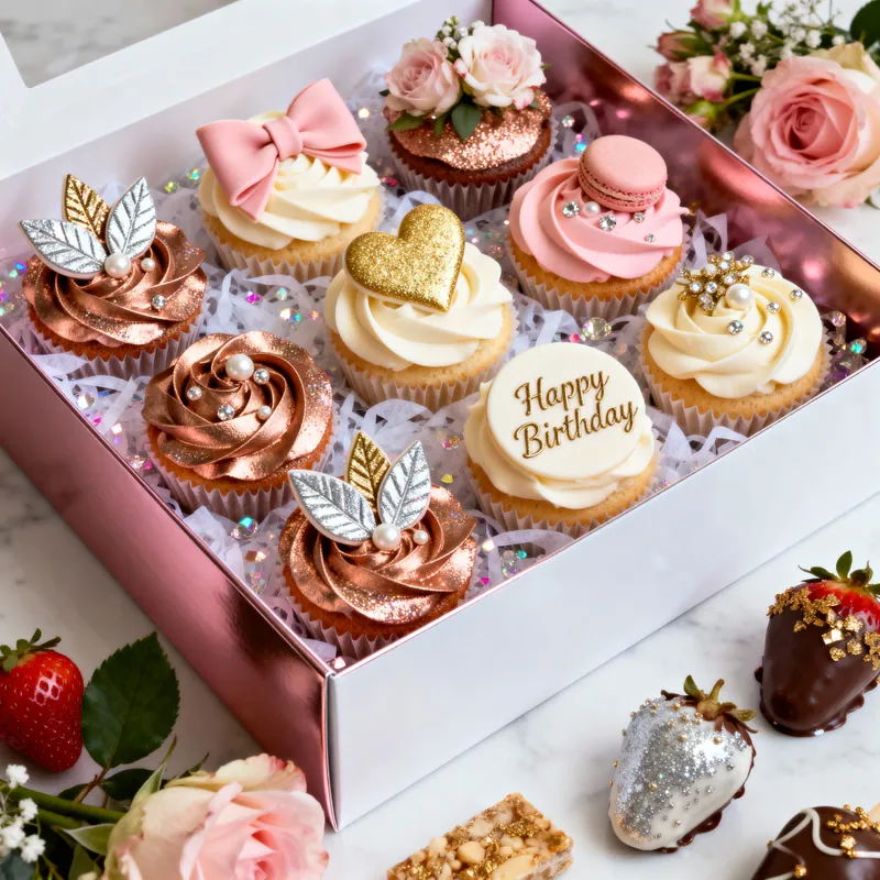 Glam Treat Box: Elegant Cupcake Presentation