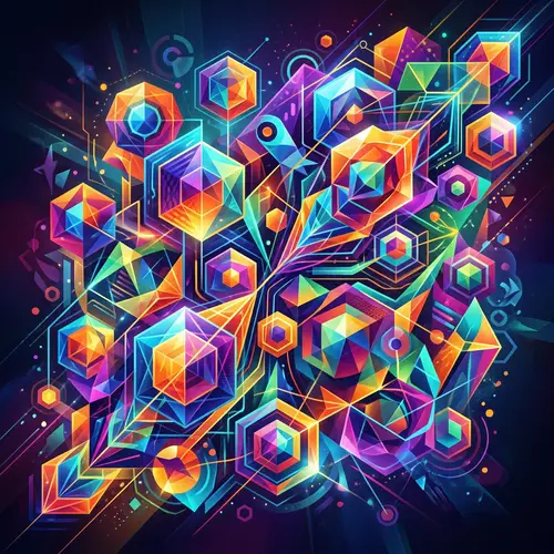 Colorful Interconnected Geometric Shapes