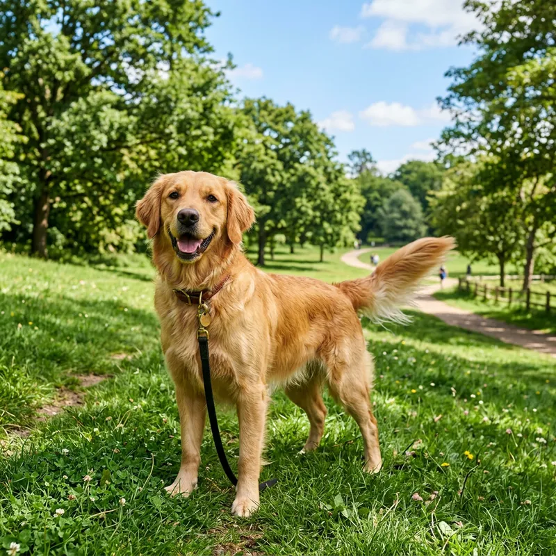 Realistic Dog with Glossy Fur in Grassy Park