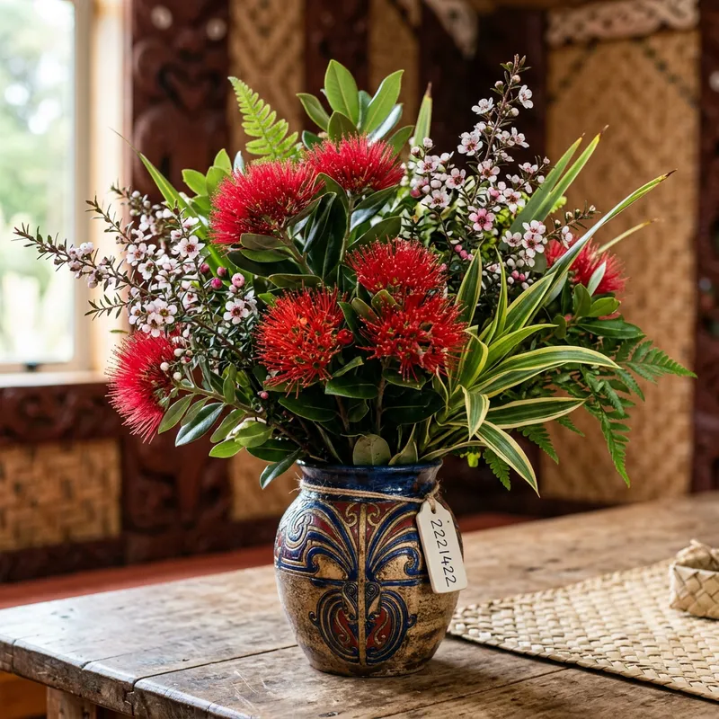Manuka Flower Bouquet with Māori Designs
