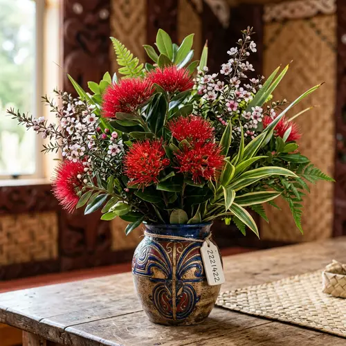 Manuka Flower Bouquet with Māori Designs