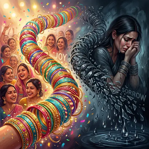 Life Metaphor: Glass Bangles Reflecting Joy and Sorrow