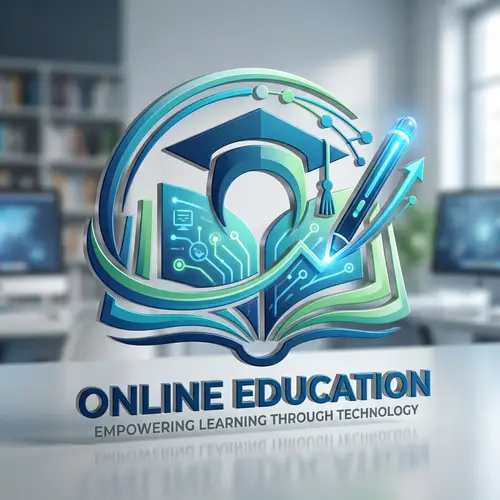 3D Online Education Logo Design: Digital Innovation & Traditional Icons