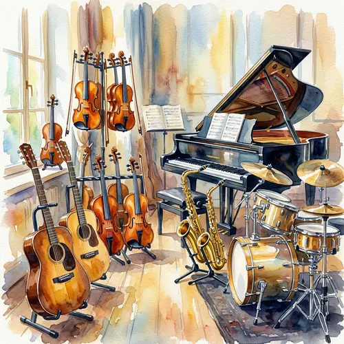 Musical Instruments Watercolor Symphony | Handcrafted Collection