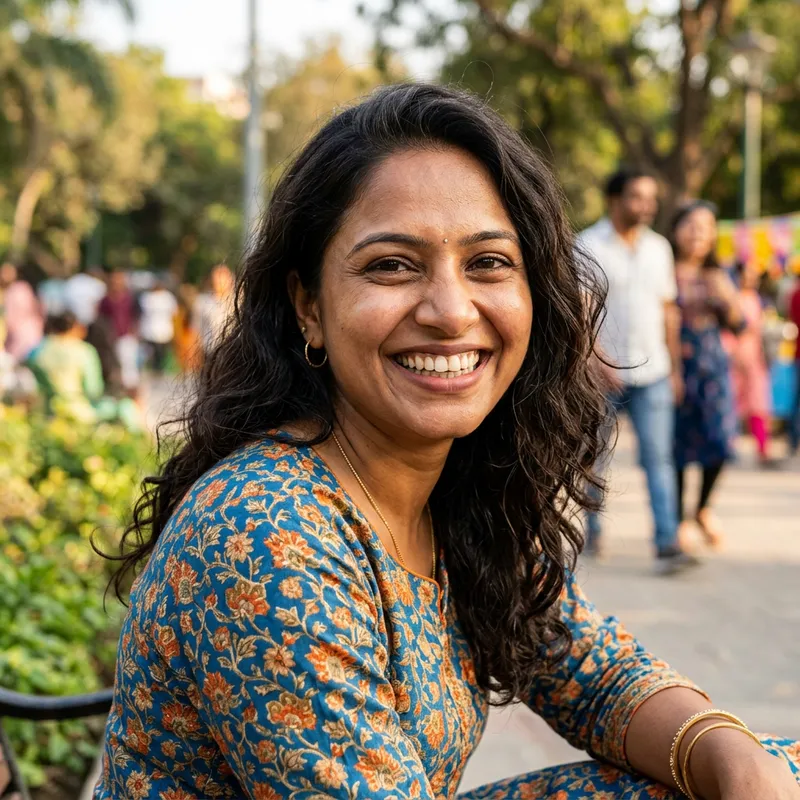 Realistic Smiling Portrait of South Asian Person