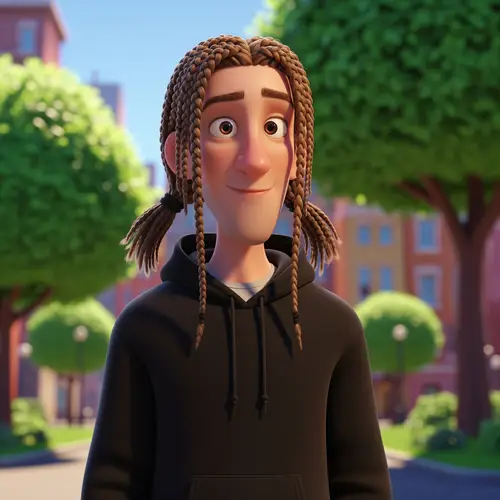 3D Pixar Character: Skinny Guy in a Black Hoodie