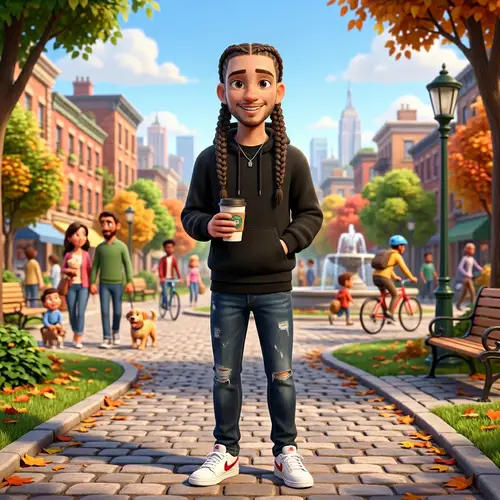 3D Pixar Character: Skinny Guy in a Black Hoodie