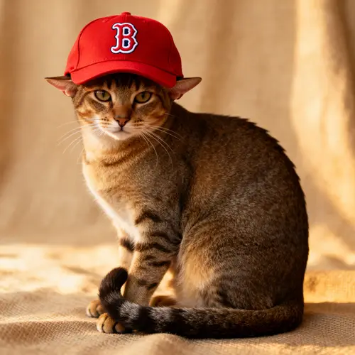 Cat in a Red Sox Hat - Adorable Picture