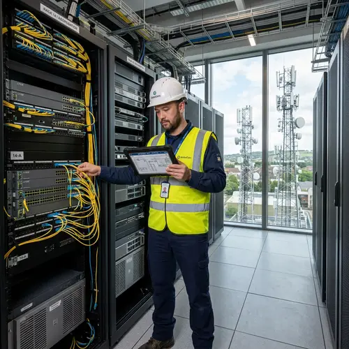 Telecommunications Engineer in Modern Server Room