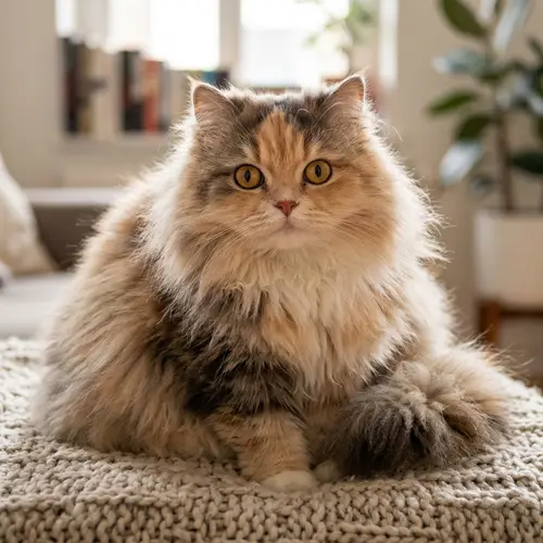 Majestic Fluffy Cat with Big Expressive Eyes | Unique Fur