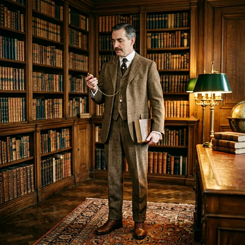 Edwardian Era Gentleman: Vintage Portrait in Library Edwardian Era Gentleman: Vintage Portrait in Library