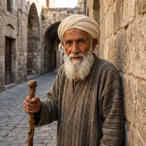 Historical Middle-Eastern Old Man with White Beard
