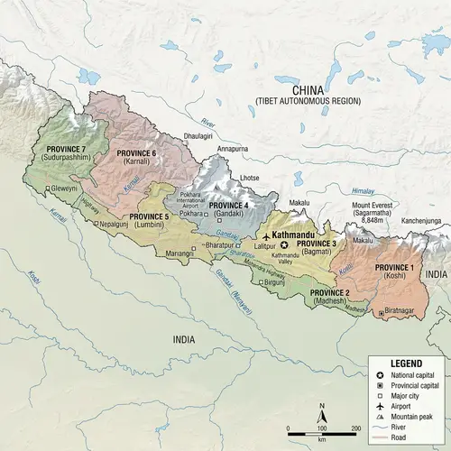 Geographic Visualization of Nepal: Regions, Cities, and Features