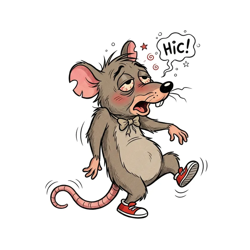 Funny Drunk Rat Illustration Inspired by Tom and Jerry