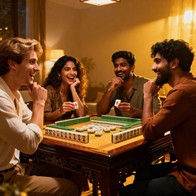 Diverse Friends Enjoying Mahjong Night Together