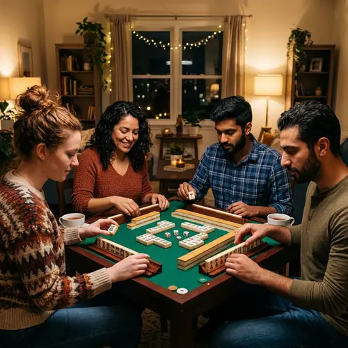 Diverse Friends Enjoying Mahjong Night Together