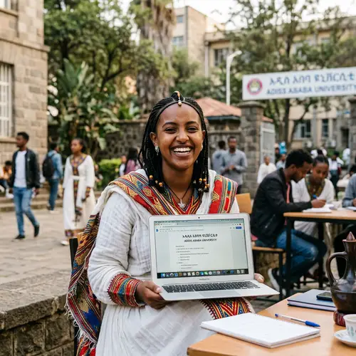Happy Ethiopian Student in Traditional Attire