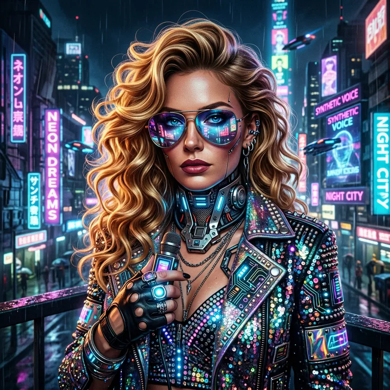 Futuristic Cyberpunk Blond Bombshell Portrait Futuristic Cyberpunk Blond Bombshell Portrait
