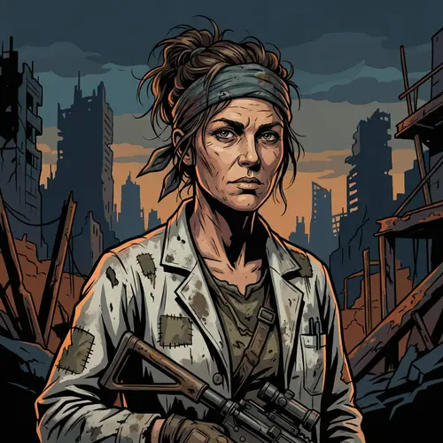 Post-Apocalyptic Female Researcher Portrait Art