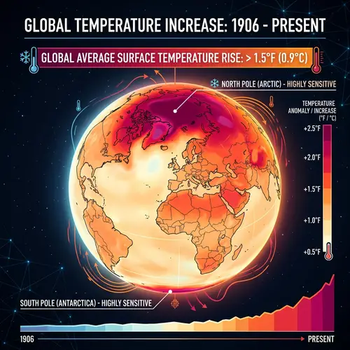 Global Rise in Temperature Visualization | Polar Regions Emphasis