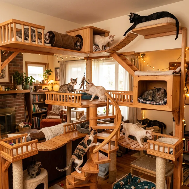 Cornish Rex Cat Breeder: Multi-Level Cat House Cornish Rex Cat Breeder: Multi-Level Cat House