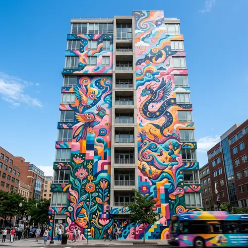 Vibrant Urban Building Mural by Ledania