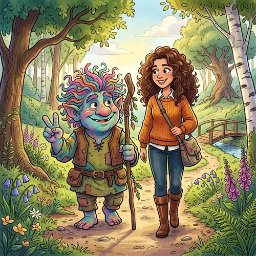 Troll and Brunette: Vibrant Cartoon Characters