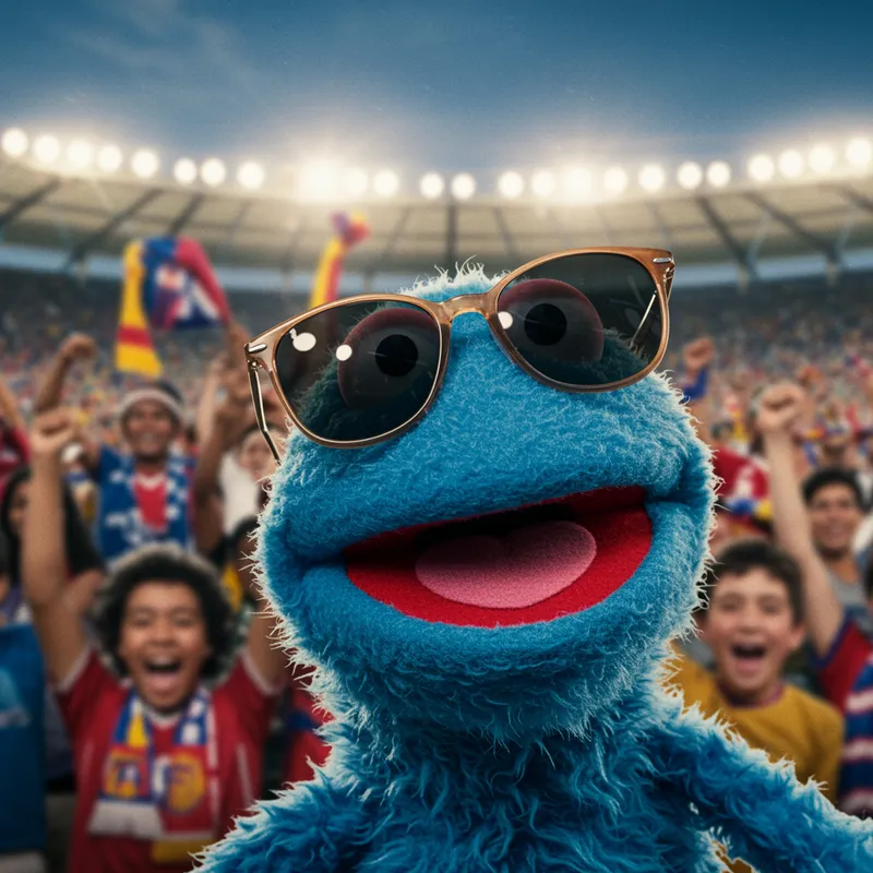 Muppet Show Character in Colorful Soccer Stadium Muppet Show Character in Colorful Soccer Stadium
