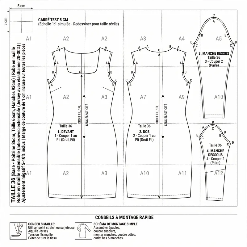 Printable PDF Sewing Pattern for Stretch Dress