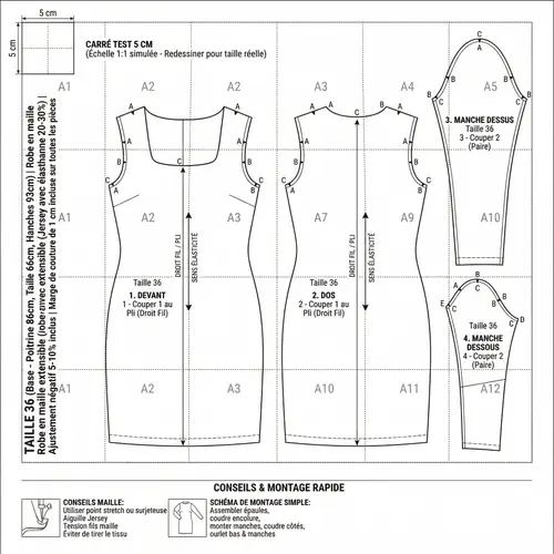 Printable PDF Sewing Pattern for Stretch Dress
