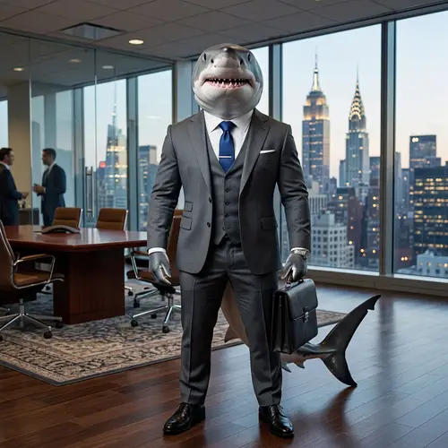 Corporate Shark: Executive in a Tailored Suit