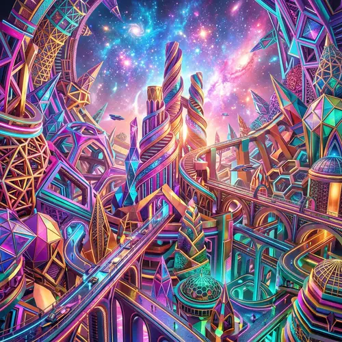 Visually Appealing 3D Image | Vibrant Colors, Complex Geometry