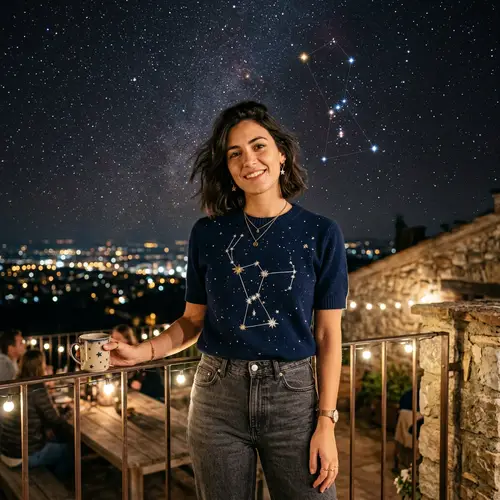 Stylish Short-Sleeve Sweater with Orion Constellation