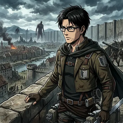 Japanese Animation Inspired Portrait of a 35-Year-Old Man