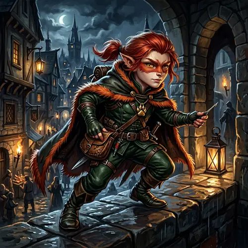 Vesper Pilferer: Halfling Rogue of Greed | D&D Character Art