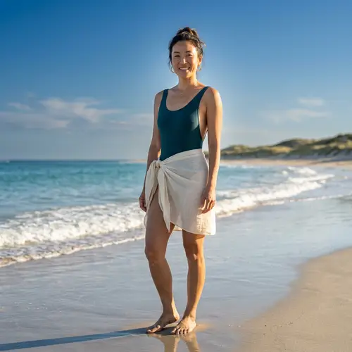 Elegant Asian Woman in Stylish Swimsuit | Beach Beauty