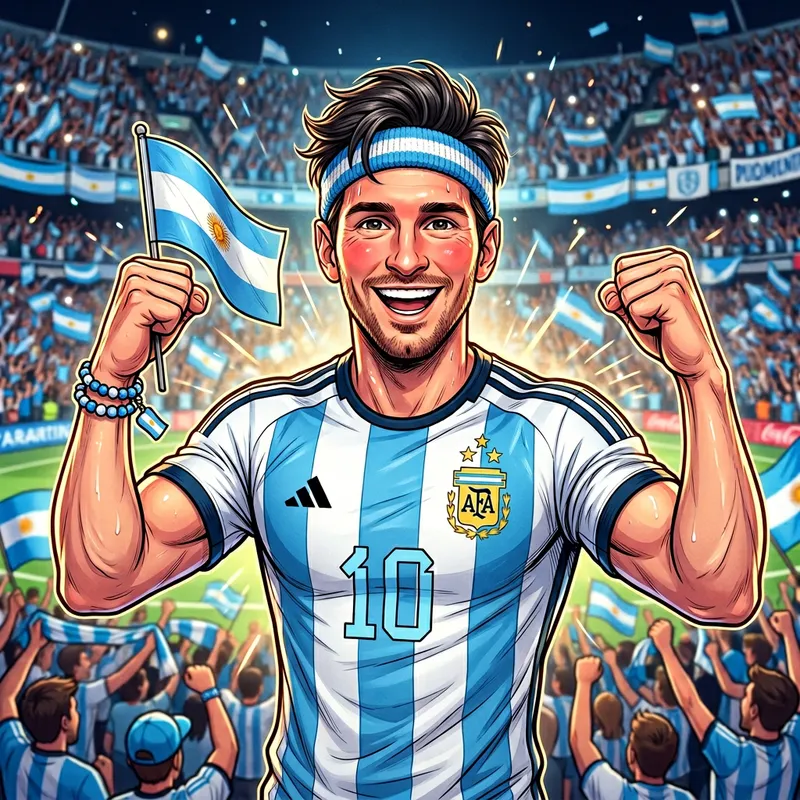 Detailed Argentina Jersey Male Portrait - Cartoon Style