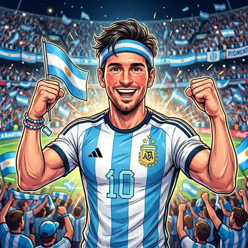 Detailed Cartoon Portrait of Male in Argentina Jersey