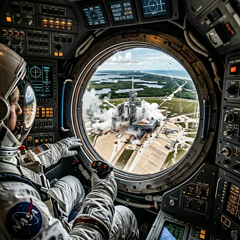 Inside Rocket Cockpit: Astronaut's View of Nature