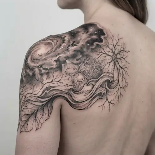 Elegant Cosmic Tattoo Design for Women