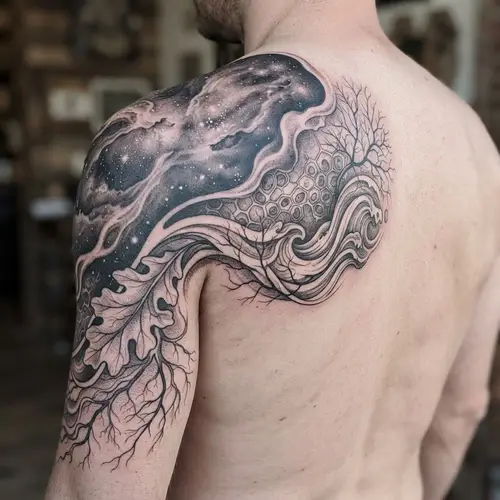 Timeless Black & Grey Tattoo Concept for Shoulder